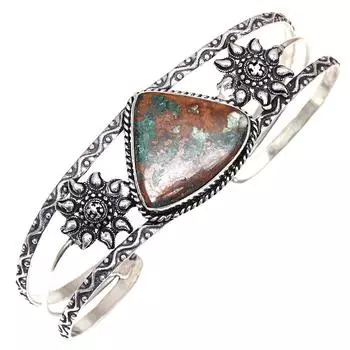 Chrysocolla Gemstone Antique Silver Jewelry Cuff Bracelets 7 Adjustable