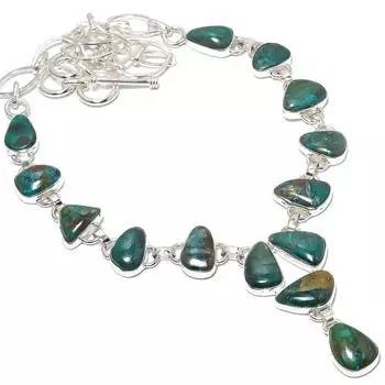 Ювелирные изделия из серебра 925 пробы с драгоценными камнями хризоколла, 18 дюймов JCN431-4