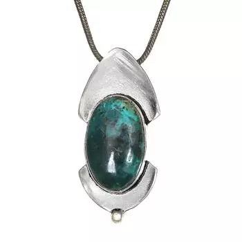 Chrysocolla Gemstone Mother s Day Handmade Silver Jewelry Pendant 1.5