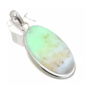 Chrysoprase Gemstone Handmade 925 Sterling Silver Jewelry Pendant 2.48 n1A66