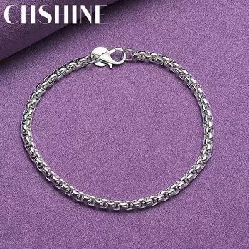 CHSHINE 925 стерлингового серебра мужской изысканный 4 мм браслет-цепочка модные ювелирные изделия с подвесками 20CM 8inches