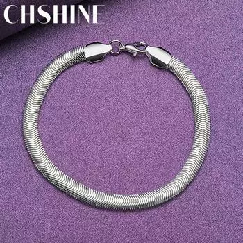 CHSHINE 925 стерлингового серебра 6 мм браслет-цепочка змея для женщин мужчин свадебная вечеринка модные украшения с шармами 20CM 8inches