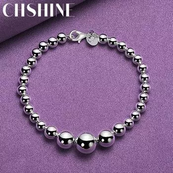 CHSHINE 925 стерлингового серебра бисерный браслет-цепочка для женщин мужчин свадебная вечеринка модные украшения с шармом 20CM 8inches
