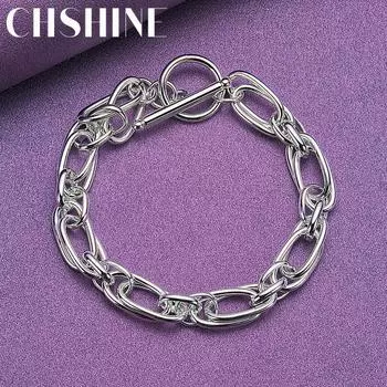 CHSHINE 925 стерлингового серебра двойной браслет-цепочка для женщин модные ювелирные изделия с подвесками 20CM 8inches