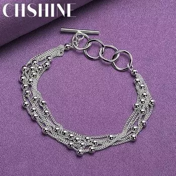CHSHINE 925 стерлингового серебра гладкие бусины браслет для женщин мужчин вечерние высококачественные модные ювелирные изделия с шармом 20CM 8inches
