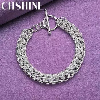 CHSHINE 925 стерлингового серебра изысканный мужской браслет-цепочка для женщин свадебная вечеринка модный шарм ювелирные изделия высокого качества 20CM 8inches