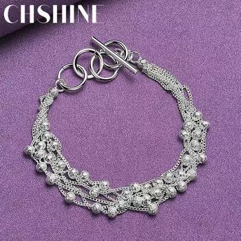 CHSHINE 925 стерлингового серебра матовые бусины цепочка браслет модный шарм свадебная вечеринка для женщин ювелирные изделия 20CM 8inches