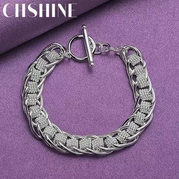 CHSHINE 925 стерлингового серебра мужской изысканный браслет-цепочка для женщин свадебная вечеринка модные украшения с шармом 20CM 8inches
