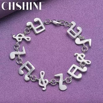 CHSHINE 925 стерлингового серебра музыкальная нота браслет цепь для женщин модные ювелирные изделия с подвесками 20CM 8inches