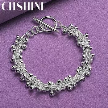 CHSHINE 925 стерлингового серебра виноград бусины цепочка браслет мода шарм свадебная вечеринка высокое качество для женщин ювелирные изделия 20CM 8inches