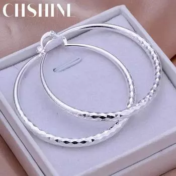 CHSHINE, большие серьги из стерлингового серебра 925 пробы, женские серьги 5 см, круг, высокое качество, модные свадебные красивые женские украшения 50mm