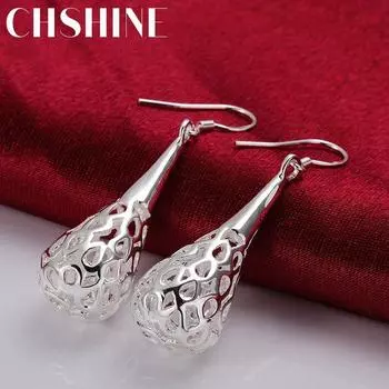 CHSHINE новые очаровательные серьги из стерлингового серебра 925 пробы для женщин, ювелирные изделия, универсальные трендовые серьги в форме полой капли воды 2.90*1.30cm