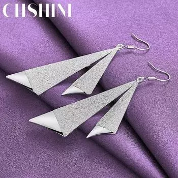 CHSHINE серьги из стерлингового серебра 925 пробы, матовые креативные серьги с геометрическим дизайном для женщин, вечерние, новинка, изящные ювелирные изделия 7.90*1.90cm