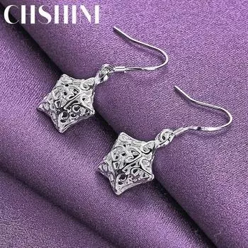 CHSHINE серьги из стерлингового серебра 925 пробы с полыми звездами для женщин, модные очаровательные ювелирные изделия для свадебной вечеринки 3.00*1.40cm