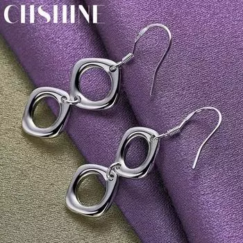 CHSHINE стерлингового серебра 925 пробы двойное кольцо серьги-капли для женщин Свадебная вечеринка модные очаровательные ювелирные изделия 4.50*1.10cm