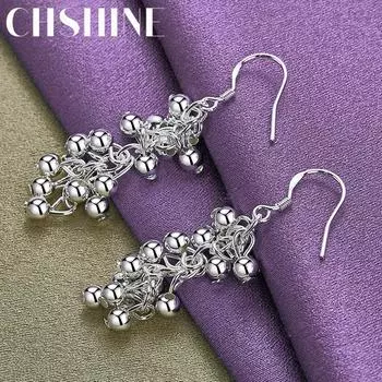 CHSHINE стерлингового серебра 925 пробы гладкие виноградные бусины серьги Очаровательные модные женские украшения высокого качества 1.20*3.50cm