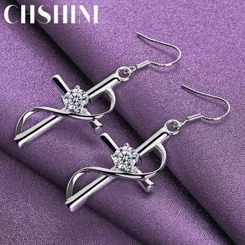 CHSHINE стерлингового серебра 925 пробы крест блестящий циркон серьги для женщин модные очаровательные украшения 2.00*3.20cm