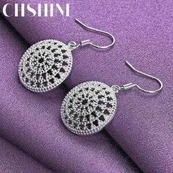 CHSHINE стерлингового серебра 925 пробы круглые серьги-щиты очаровательные ювелирные изделия женские вечерние модные серьги 1.90*1.90cm