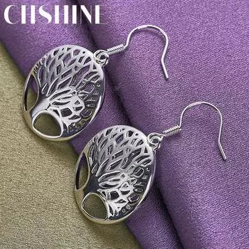 CHSHINE стерлингового серебра 925 пробы круглые серьги-деревья очаровательные ювелирные изделия женские вечерние модные серьги 3.90*2.40cm