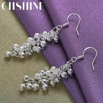 CHSHINE стерлингового серебра 925 пробы, матовые серьги-капли с виноградом для женщин, модные очаровательные ювелирные изделия для свадебной вечеринки 1.00*3.30cm