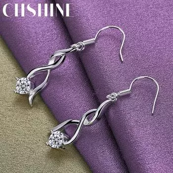 CHSHINE стерлингового серебра 925 пробы очаровательные серьги с цирконом для женщин модные украшения 4.10*0.90cm