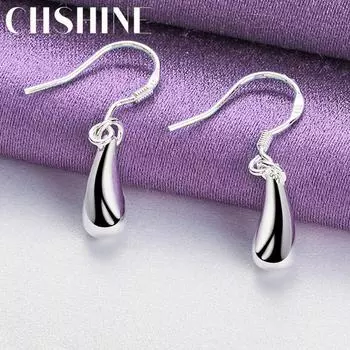 CHSHINE стерлингового серебра 925 пробы, однотонные серьги с каплями воды для женщин, свадебные и помолвочные модные очаровательные ювелирные изделия 3.00*0.60cm