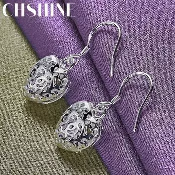 CHSHINE стерлингового серебра 925 пробы полые серьги в форме сердца для женщин Свадебная вечеринка модные очаровательные ювелирные изделия 3.00*1.50cm