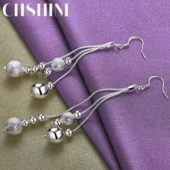 CHSHINE стерлингового серебра 925 пробы с кисточками гладкие матовые серьги-капли в виде шариков для женщин, свадебные и помолвочные модные очаровательные ювелирные изделия 9.50*0.80cm