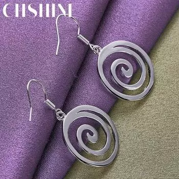 CHSHINE стерлингового серебра 925 пробы серьги Vortex для женщин очаровательные ювелирные изделия Свадебная вечеринка модные серьги 3.90*2.30cm