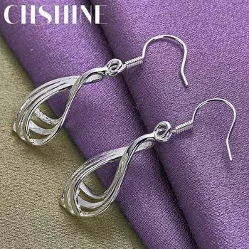 CHSHINE стерлингового серебра 925 пробы серьги с тремя витками очаровательные ювелирные изделия женские вечерние модные серьги 3.70*1.30cm
