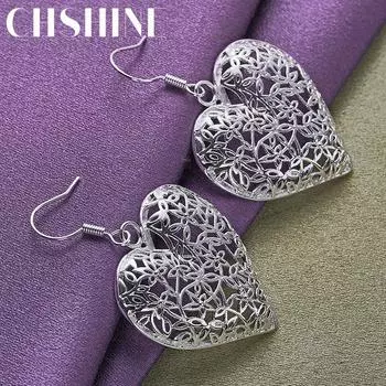 CHSHINE стерлингового серебра 925 пробы Серьги с сердечками, очаровательные украшения для женщин, модные серьги для свадебной вечеринки 3.00*2.90cm
