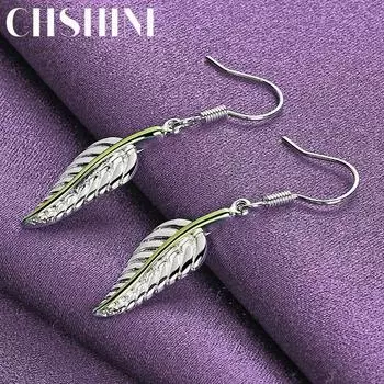 CHSHINE стерлингового серебра 925 пробы серьги с перьями очаровательные ювелирные изделия женские вечерние модные серьги 4.00*0.90cm