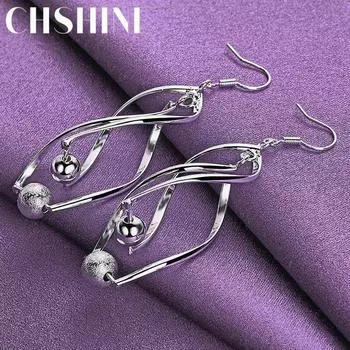 CHSHINE стерлингового серебра 925 пробы спиральные гладкие матовые серьги-бусины для женщин модные очаровательные ювелирные изделия 2.00*5.00cm