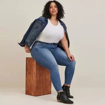Chubby Girl Silm Stretch Skinny Jeans Export Oversize Women s Clothing Blue T 28