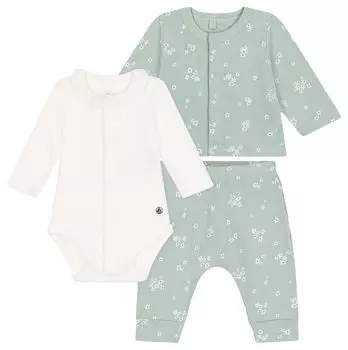 Chubik set A0BMZ Light 12 months 74cm [Petit Bateau] 3-piece Green/Multicolor
