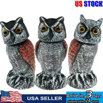 Чучело птицы, поддельная скульптура совы, вращающаяся голова, сова, чтобы пугать птиц, 10,5-дюймовый природный враг, рогатый отпугиватель вредителей 1pc