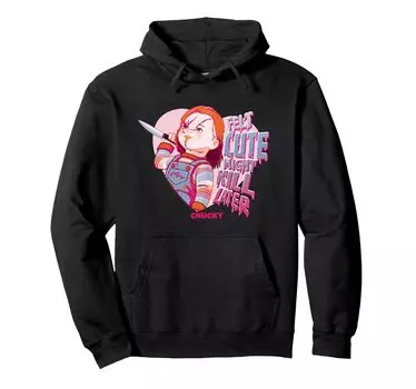 Chucky Eat Day Felt Cute Might Kill Later Logo Hoodie Valentine s чёрный