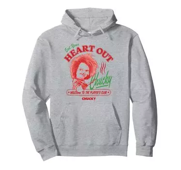 Chucky Eat Your Heart Out Retro Hoodie серый