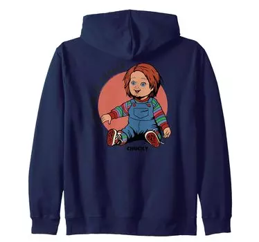 Chucky likes to be hugged zip hoodie синий