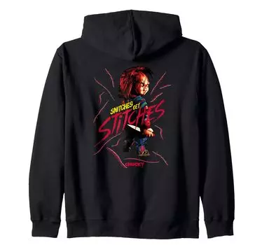 Chucky Snitches Get Stitches Zip Hoodie чёрный