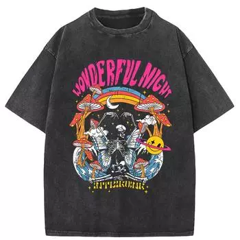 Чудесная ночь скелет бабочка волна принт женские футболки свободные топы уличная одежда ретро хлопковая футболка футболка S