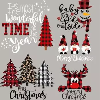 Чудесные рождественские термонаклейки на зимнюю елку, наклейки на снег, виниловые моющиеся толстовки своими руками, топы, термопресс, термоперенос