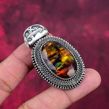 Чудесные ювелирные изделия из драгоценного камня аммолит, кулон из цельного серебра 925 пробы, ювелирные изделия в подарок жене 2.24 Inches оранжевый