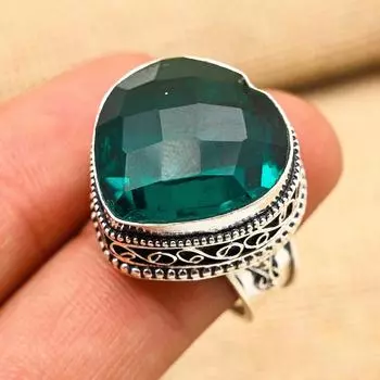 Чудесный драгоценный камень индиголит ручной работы из стерлингового серебра 925 пробы в форме сердца 4 зелёный