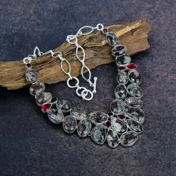 Чудесный Эдулит, Ожерелье из красного граната, Ожерелье из цельного серебра 925 пробы, Драгоценные камни, Ювелирные изделия ручной работы, Подарок на годовщину Adjustable with 18 inches зелёный