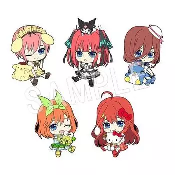 Chugai Mining Quintessential Quintuplets x Sanrio Characters Petanko Trading Rubber Strap BOX продукт, 5 видов, приблизительно 60 мм, изготовлен из ПВХ