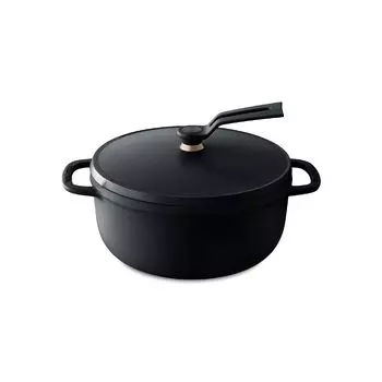 Чугунная эмалированная кастрюля Vermicular 18 см Premium Black Limited Edition для готовки без воды, для запекания в духовке, с 2 отдельно стоящими крышками OP2R18S-PB-L