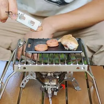 Чугунная гриль-плита, сковорода-гриль для духовки с ручкой, антипригарная конструкция, многоразовая портативная железная сковорода для стейка чёрный