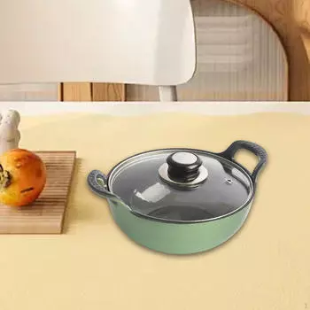 Чугунная кастрюля с эмалированным покрытием для использования на кухне и на открытом воздухе синий