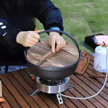 Чугунная походная кастрюля из голландской печи, многофункциональная прочная подвесная посуда 25 cm Diameter